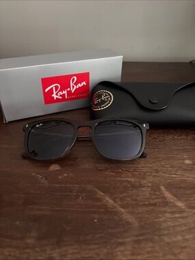 Ray-Ban Black Frame Sunglasses with Dark Gray Lenses